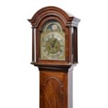 A George III mahogany 8 day longcase clock by John Distin of Guernsey, the bell strike movement with