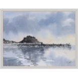 Jackie Wells (British, 20th century), Gorey and Mont Orgueil, Jersey. * watercolour, signed in