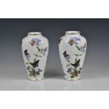 The Meadowland Butterfly Vase - a pair of porcelain vases by John Wilkinson for Franklin Mint, c.