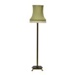 A brass and marble Corinthian column standard lamp, mid-20th century, the fluted column to a