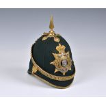 A 3rd Royal Guernsey Militia Victorian Officer's Green Cloth Home Service Helmet, the green cloth