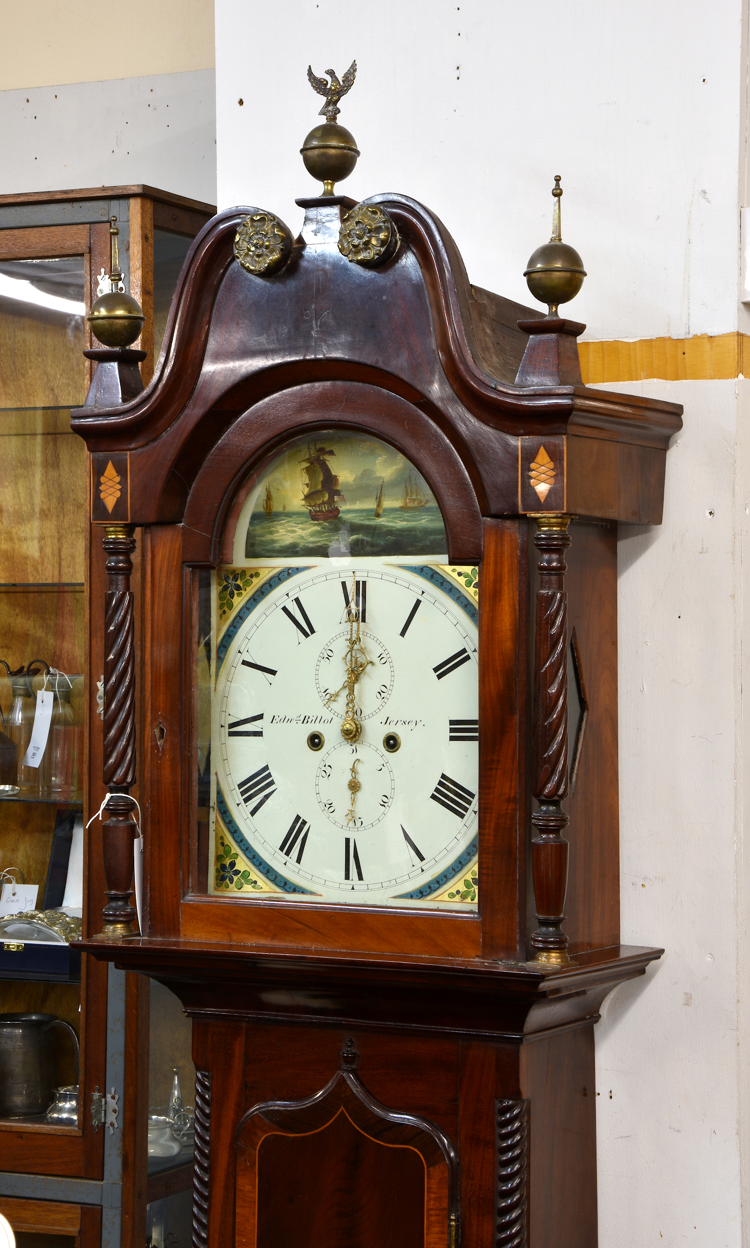 An inlaid mid-19th century Channel Islands mahogany and rosewood cross-banded longcase clock, the - Image 3 of 3