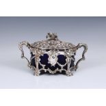 A late 19th century French silver sugar bowl & cover, having Minerva head mark, diamond maker's mark