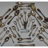 A collection of 19th and early 20th century silver spoons, including a pair of Victorian bright