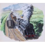 English School, 20th century, Standard Class 5 Steam Locomotive 73151. gouache on paper, unsigned,