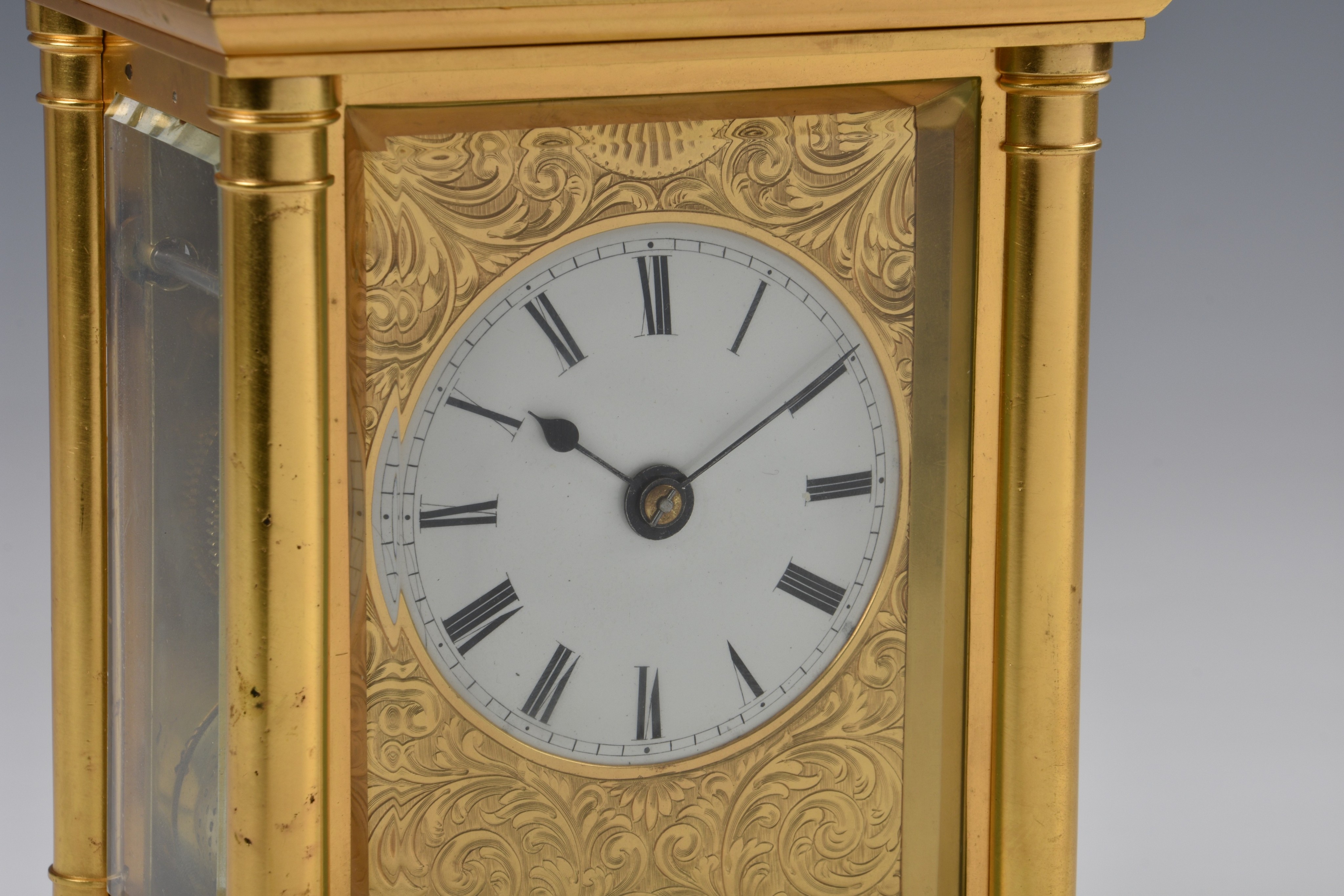 A fine English gilt brass double fusee carriage clock with hour strike, mid-19th century, - Image 2 of 10