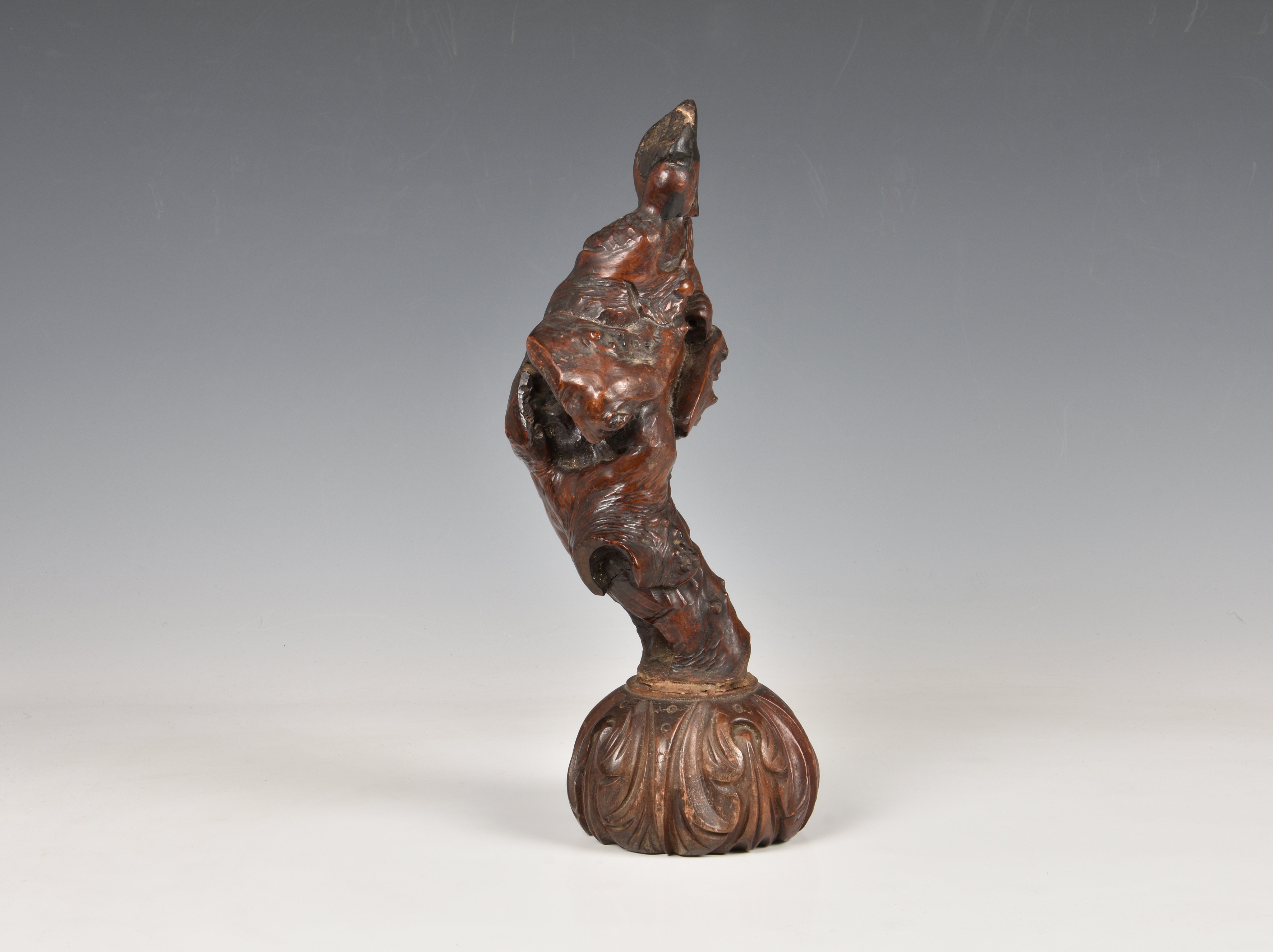 A Chinese carved rootwood figure of Shoulao, Qing dynasty, probably 18th / 19th century, the - Image 2 of 6