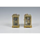 Two gilt brass carriage clocks with alarms for restoration, both requiring work, one French, early