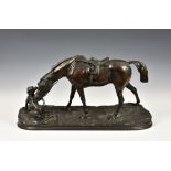 Pierre-Jules Mêne (France, 1810-1879), a patinated bronze equestrian group, "The Good Companions",