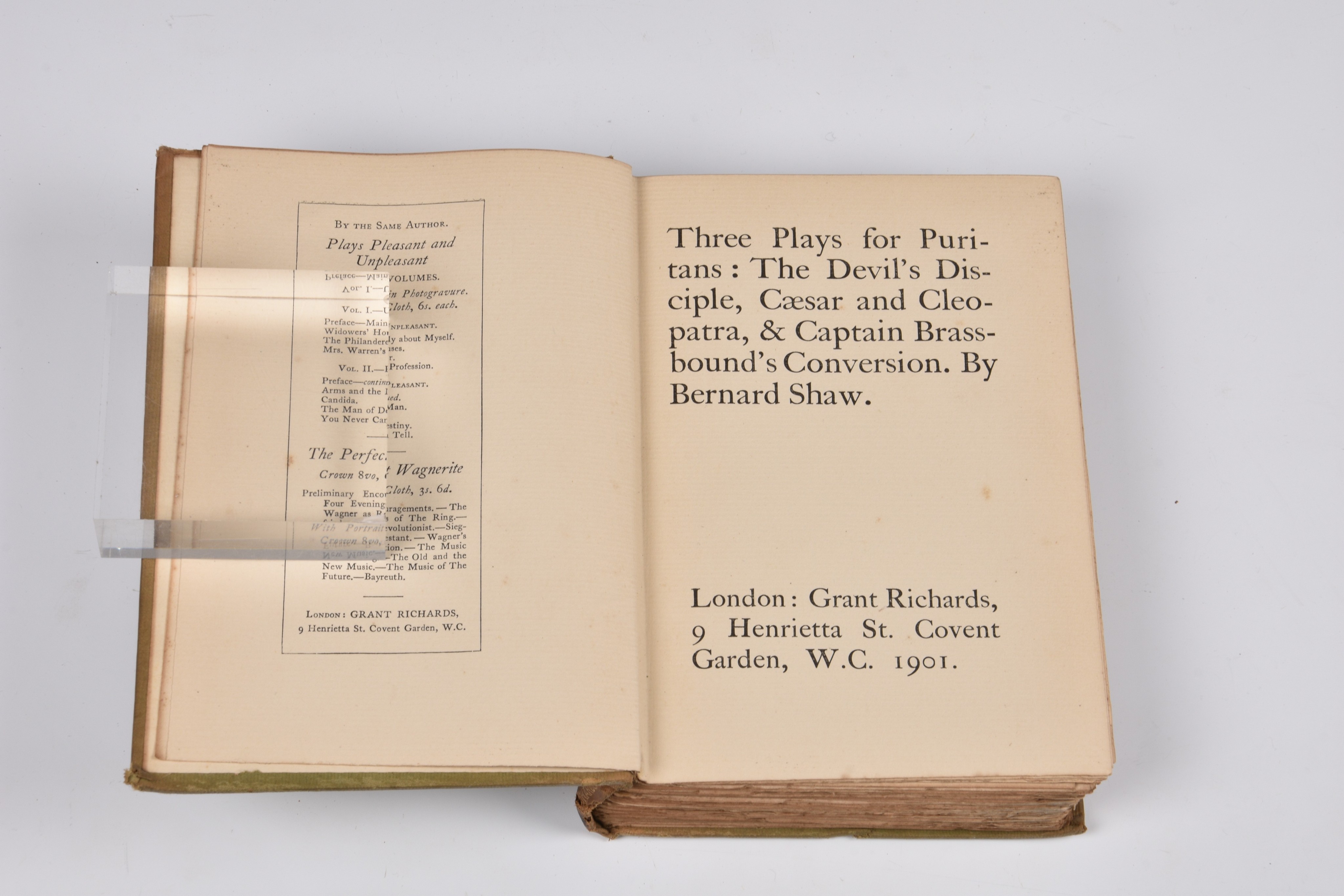 Shaw (George Bernard), Three Plays for Puritans, first edition, London, Grant Richards 1901, - Image 5 of 6