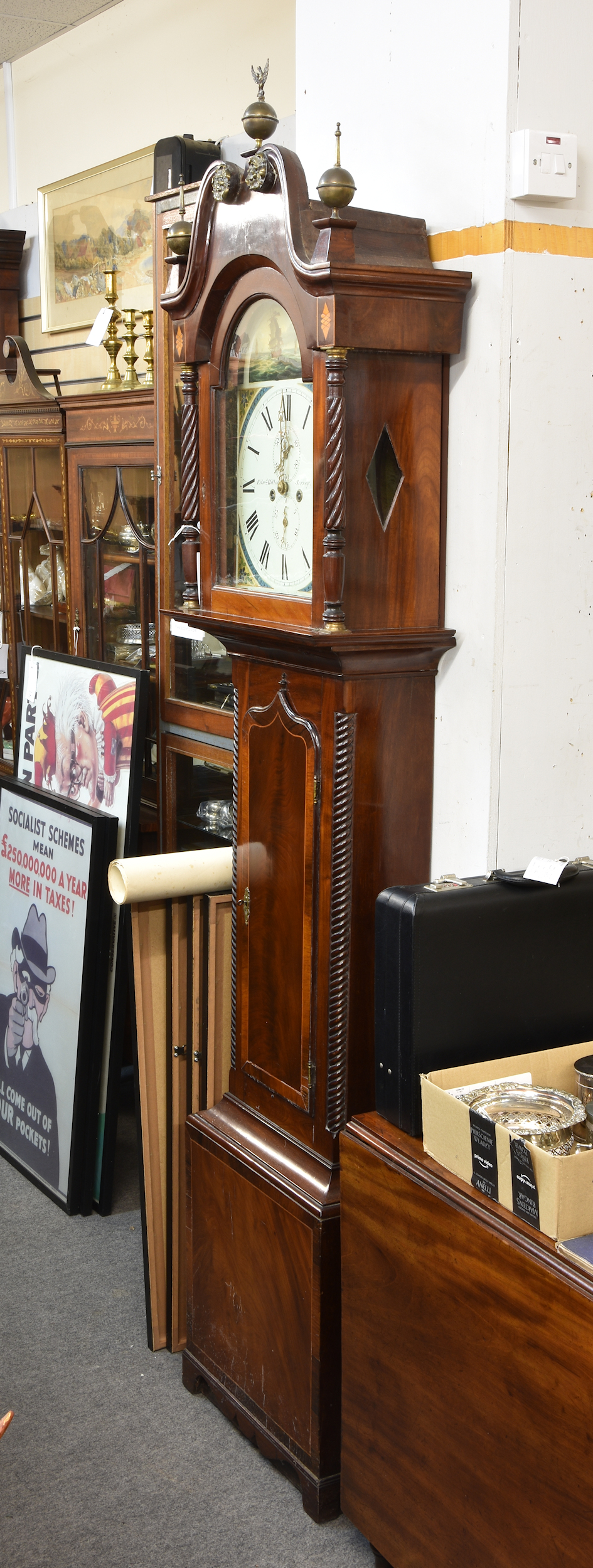 An inlaid mid-19th century Channel Islands mahogany and rosewood cross-banded longcase clock, the - Image 2 of 3