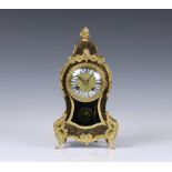 A Japy Freres Boulle decorated mantel clock, French, late 19th century, the signed, twin train