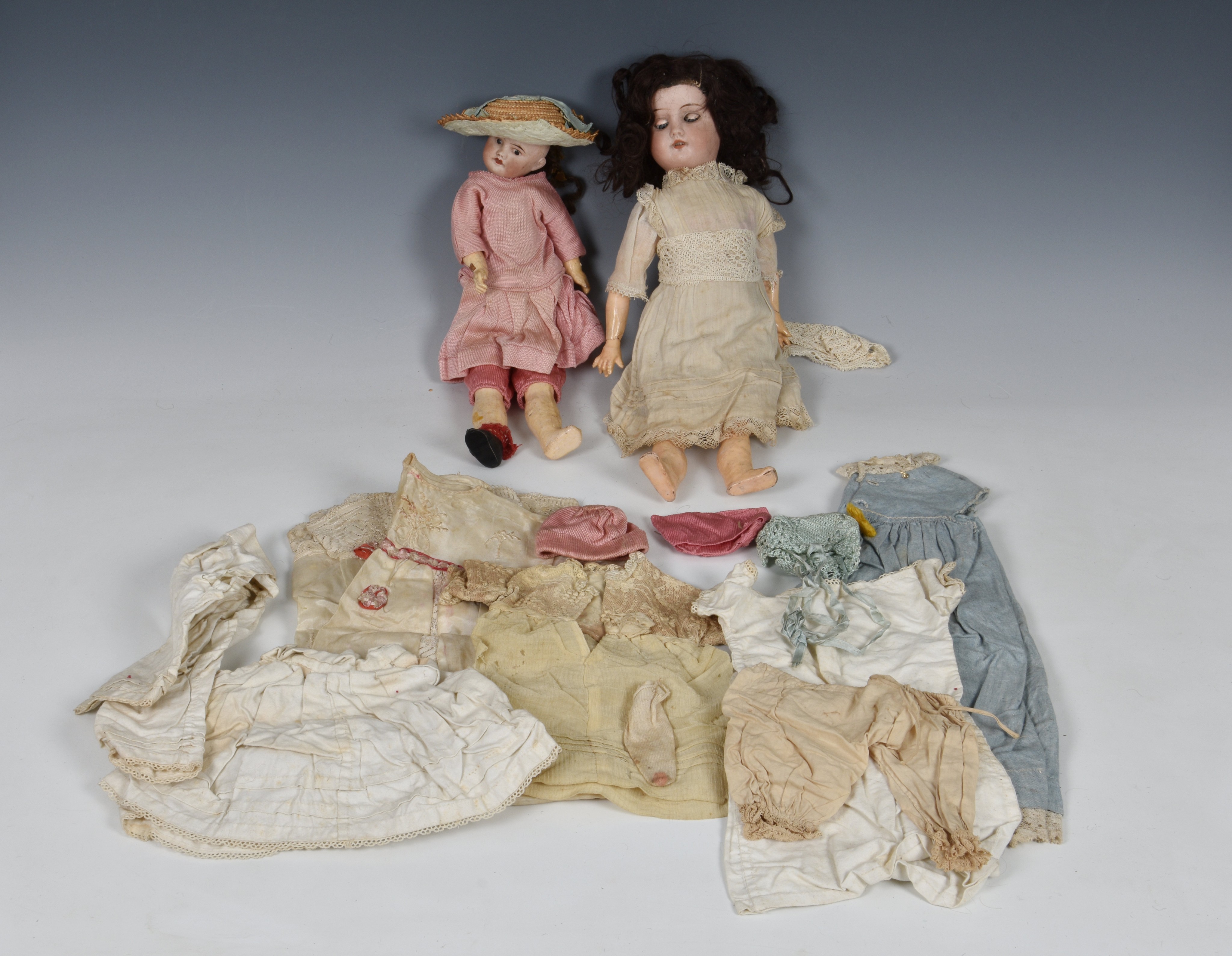 An early 20th Century French SFBJ bisque headed doll, with painted features, 13in., together with - Image 2 of 2