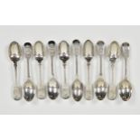 A set of ten (10) Royal Guernsey Militia shooting prize teaspoons, various dates and maker's, 1909-