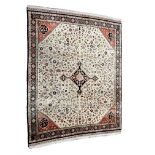 A large Persian Shiraz rug, probably part-silk, from the Iranian province of Fars, woollen with