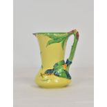 Burleigh Ware Art Deco 'Kingfisher' Jug c.1930, with sweeping water iris handle leading to a