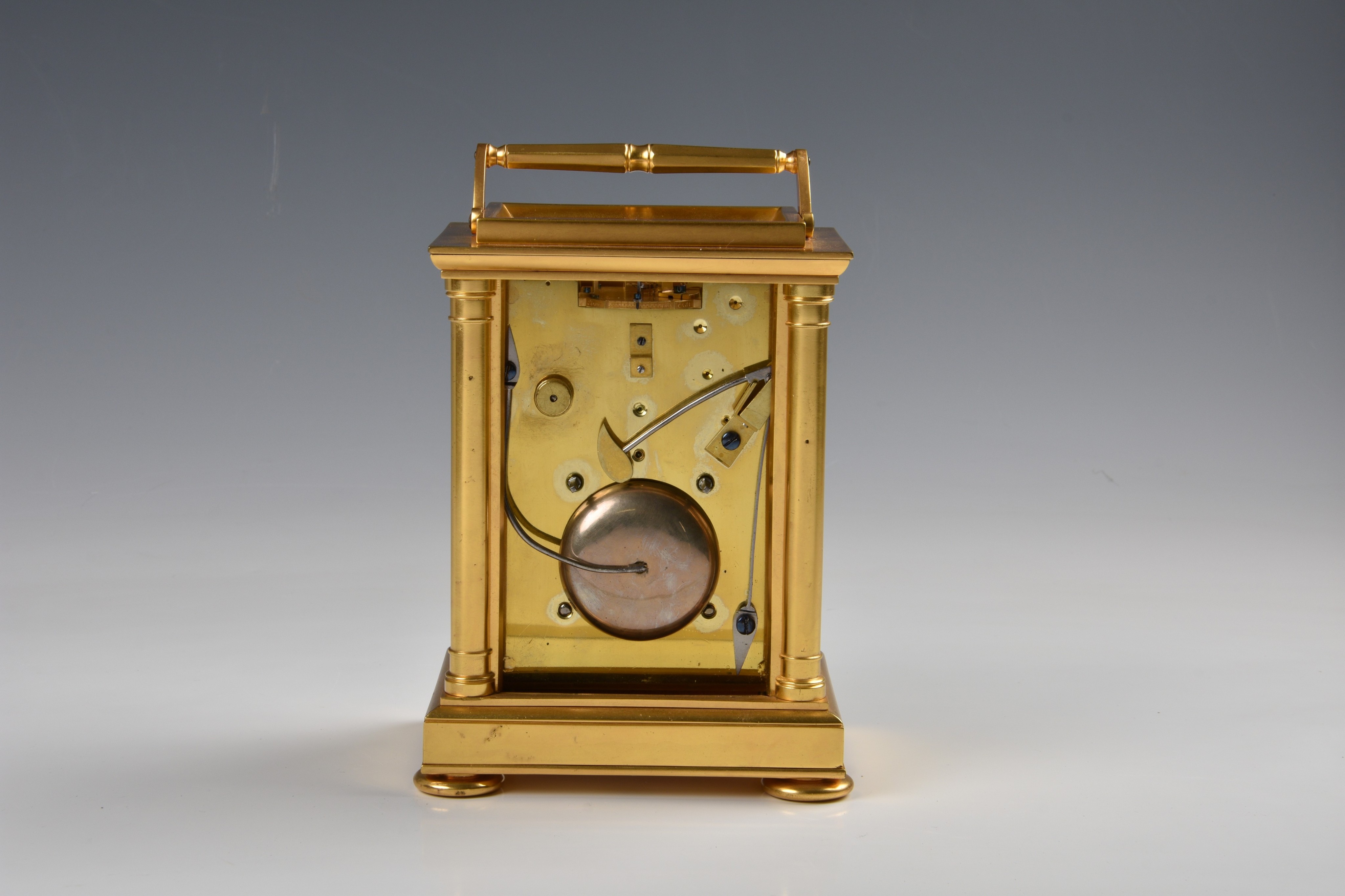 A fine English gilt brass double fusee carriage clock with hour strike, mid-19th century, - Image 6 of 10