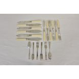 A set of six George VI Art Deco style silver pastry forks, Cooper Brothers & Sons Ltd, Sheffield