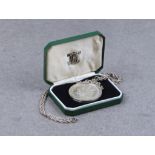 A National Trust Life member silver crown medal, in a bright cut pendant mount with pierced scroll