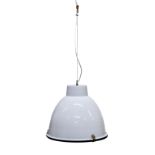 A 'First Light' Industrial style Bistro ceiling pendent light, of typical drum form, in white,