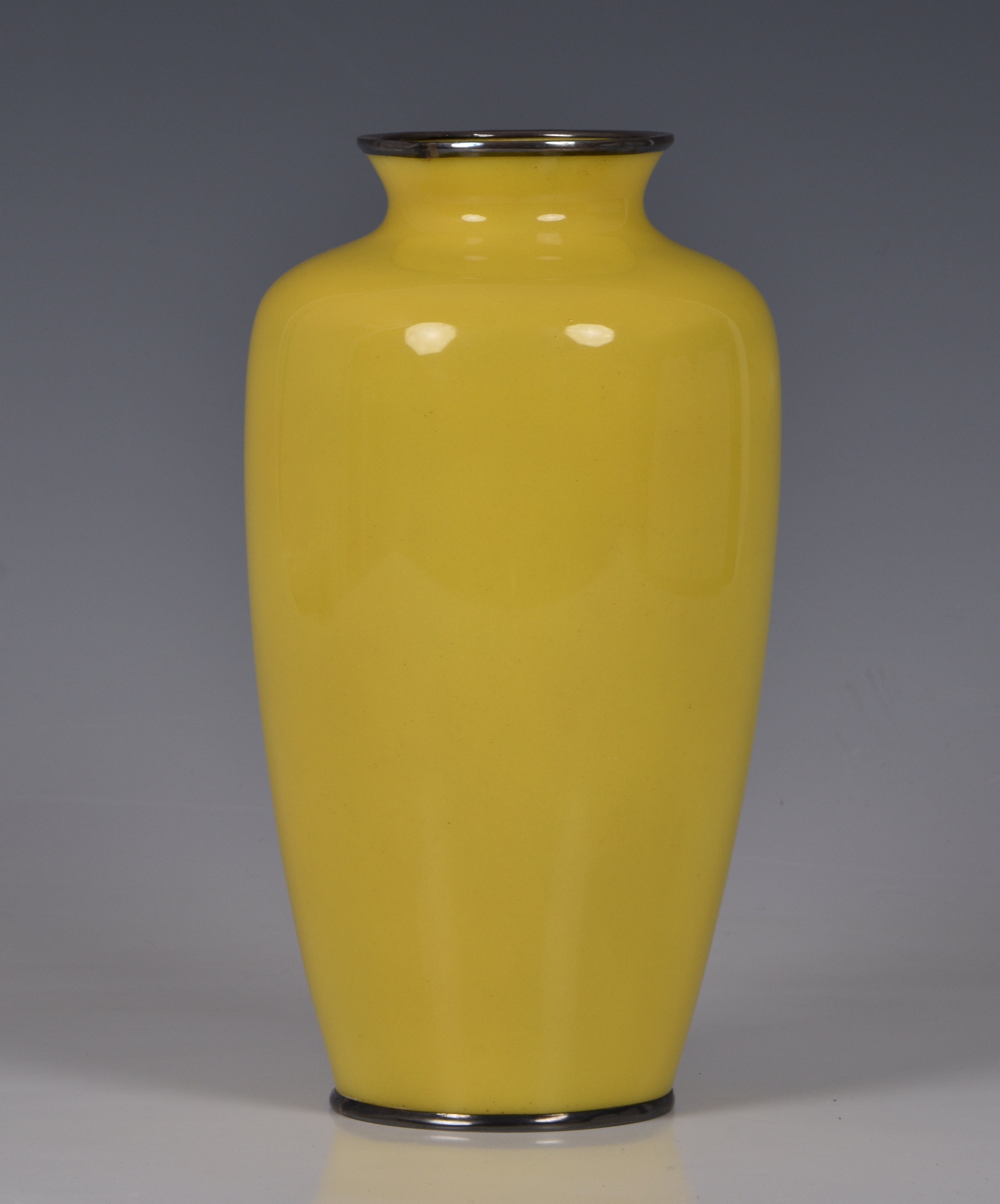 A yellow ground Japanese cloisonné vase, Meiji period, of baluster form with rounded shoulders, - Image 2 of 3