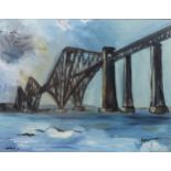 James Lawrence Isherwood (British, 1917 1989), “The Forth Bridge, Scotland”. oil on canvas, signed