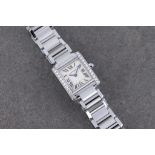 A ladies Cartier Tank Francaise stainless steel and diamond wrist watch, ref. W4TA0008, serial no.