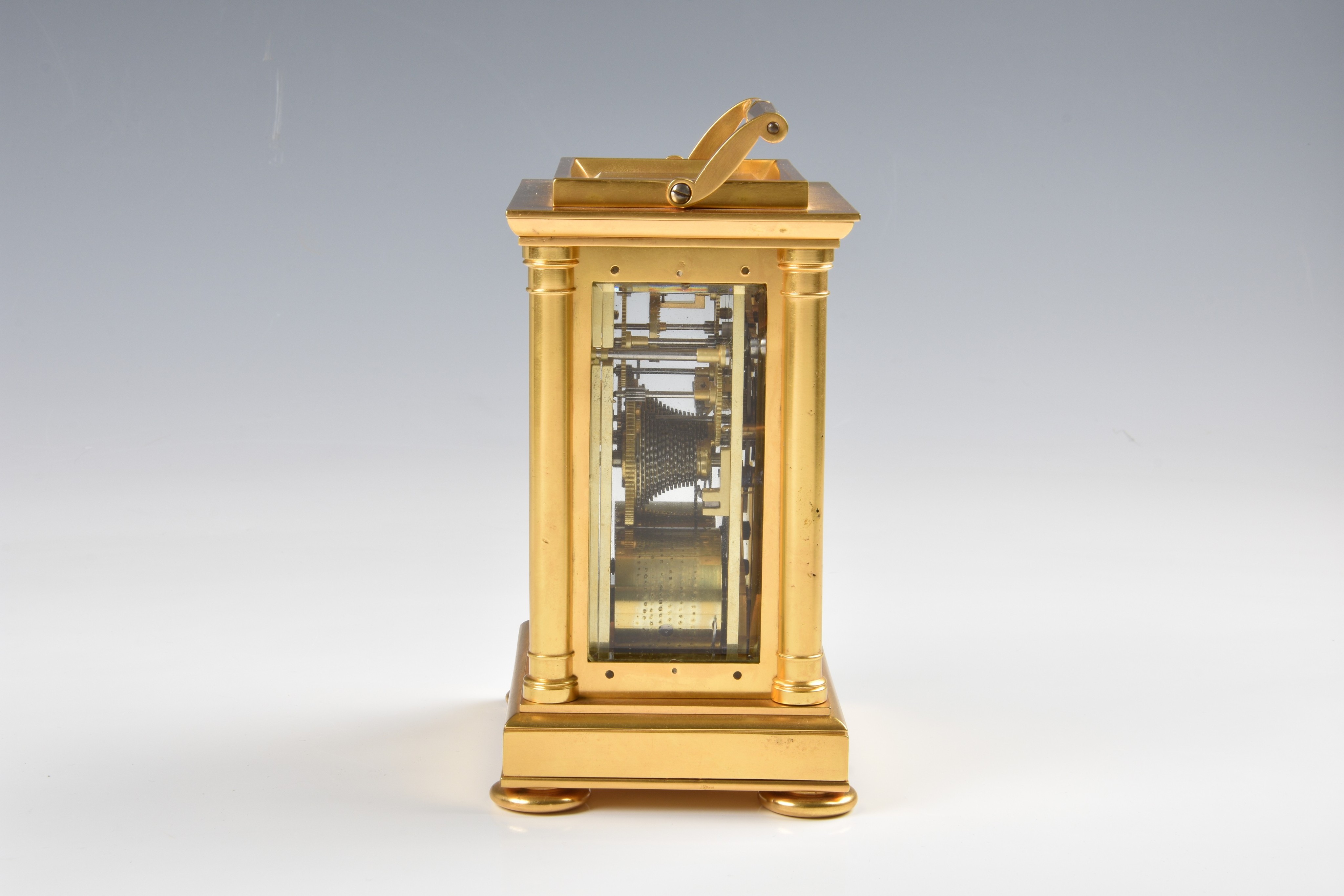 A fine English gilt brass double fusee carriage clock with hour strike, mid-19th century, - Image 3 of 10