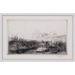 Edmund Blampied R.E. (Jersey, 1886-1966), Two Horses, etching, signed lower right in ink, framed,