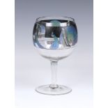 An Art Deco Vetri della Arte (Vedar) wine goblet, the bowl enamelled with a continuous frieze of