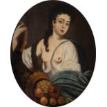 Follower of Sir Peter Lely (British, 1618-1680), Portrait of a Woman holding a Cornucopia with a