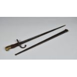 A French M1874 Gras sword bayonet, 20 1/2 inch, single edged, T section blade. Steel hook quillon