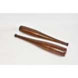 A Pair of Late Victorian/Edwardian Exercise Clubs, 20in. (50.8cm.) long. (2)