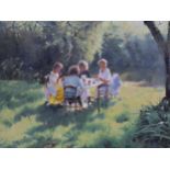 Gerald Palmer (Jersey, 1935-2017), Lunch al Fresco. * oil on board, signed lower right, framed. *