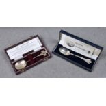 A reproduction silver James II trefid spoon and a Jersey Millennium spoon, the trefid spoon after an
