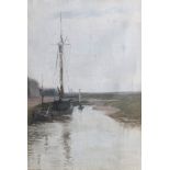 English School, late 19th century, Boats tied up. * oil on canvas laid down, framed. * 13¼ x 9in. (