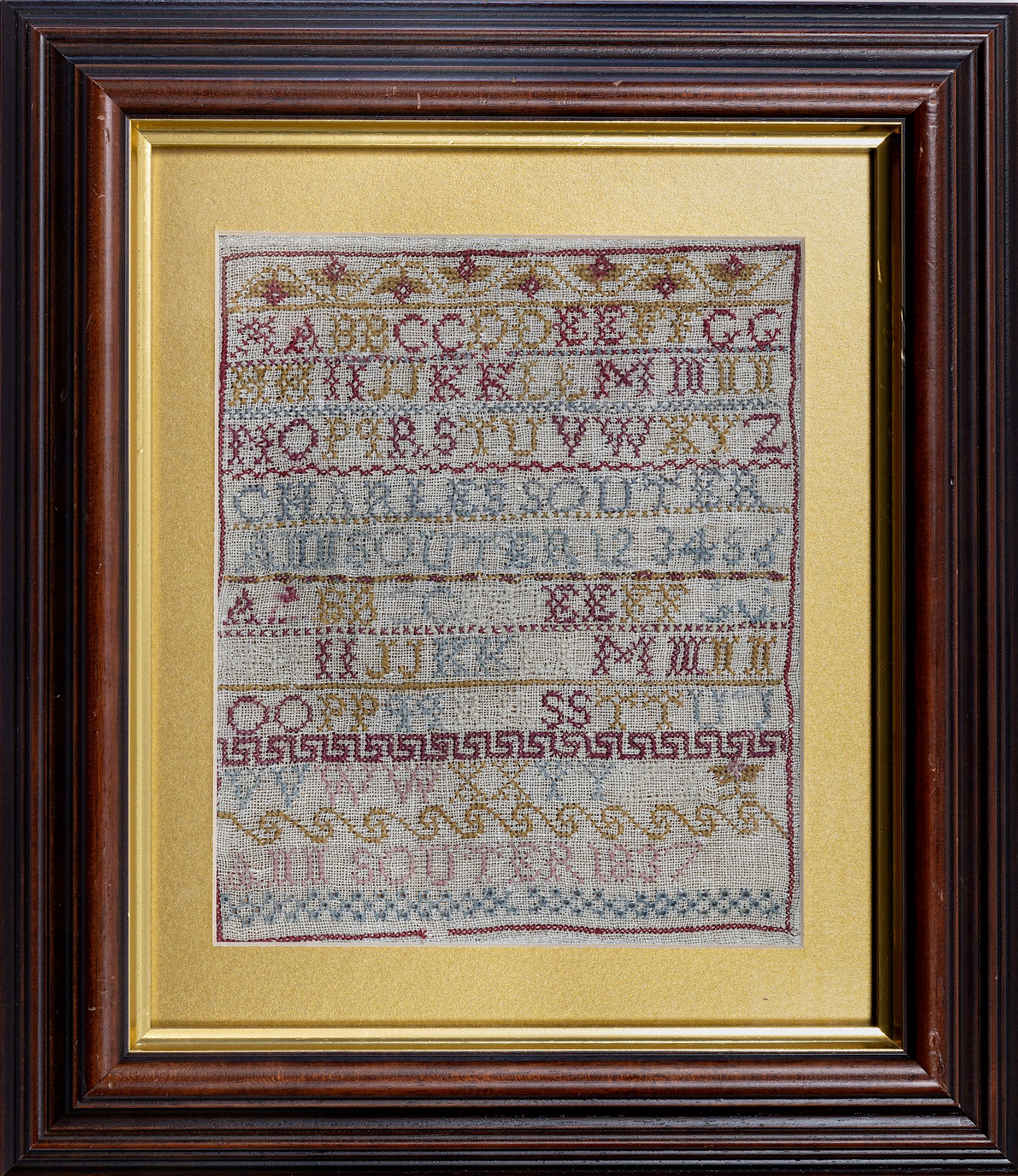Four 19th century needlework samplers, comprising an Adam & Eve sampler, signed 'Lidia Weat Aged - Image 3 of 4