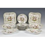 A Chelsea style porcelain part dessert service, probably by Samson of Paris, with pseudo gold anchor