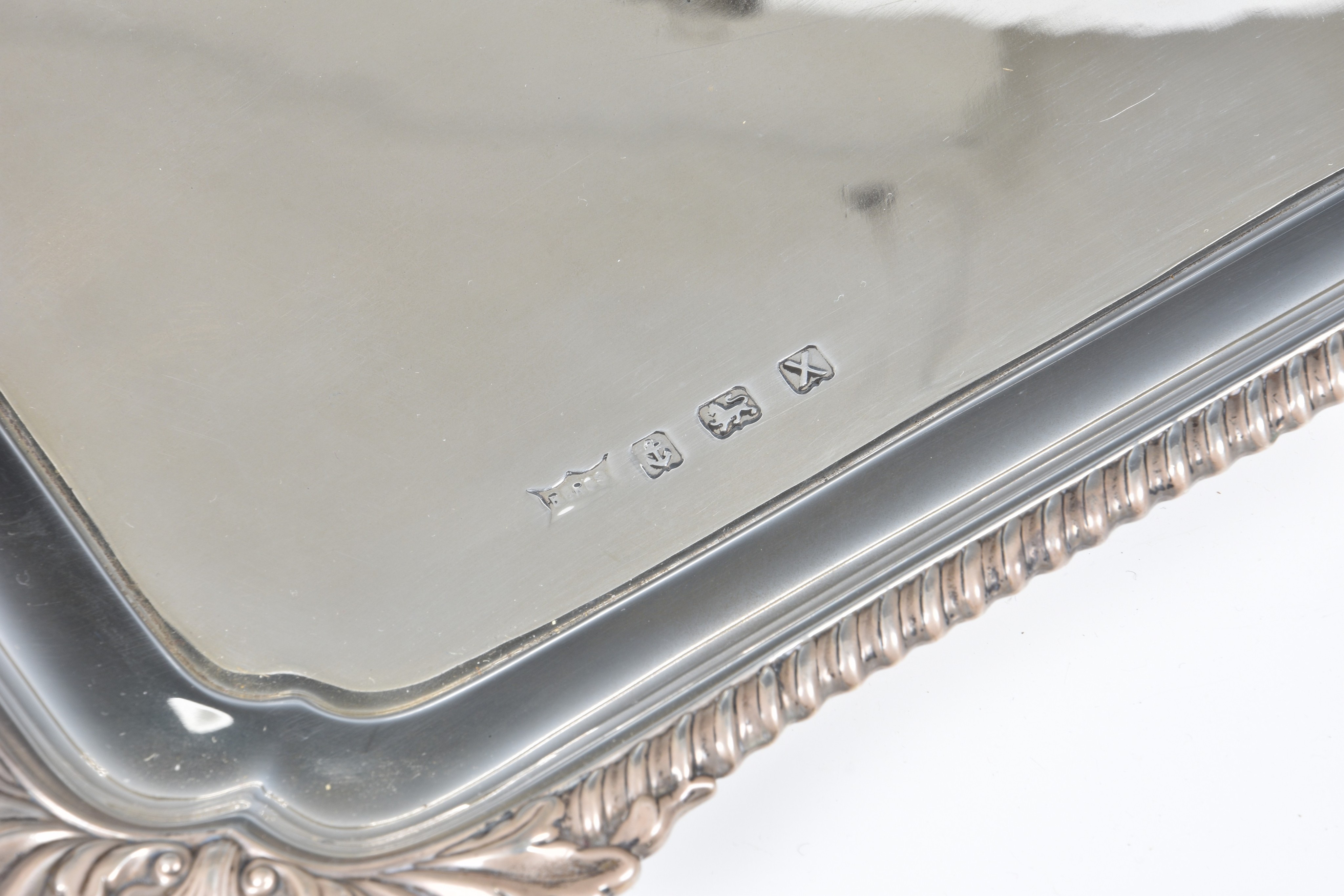 A George VI silver drinks or tea tray, B. Bros., Birm. 1947, of rectangular form with two, - Image 2 of 2