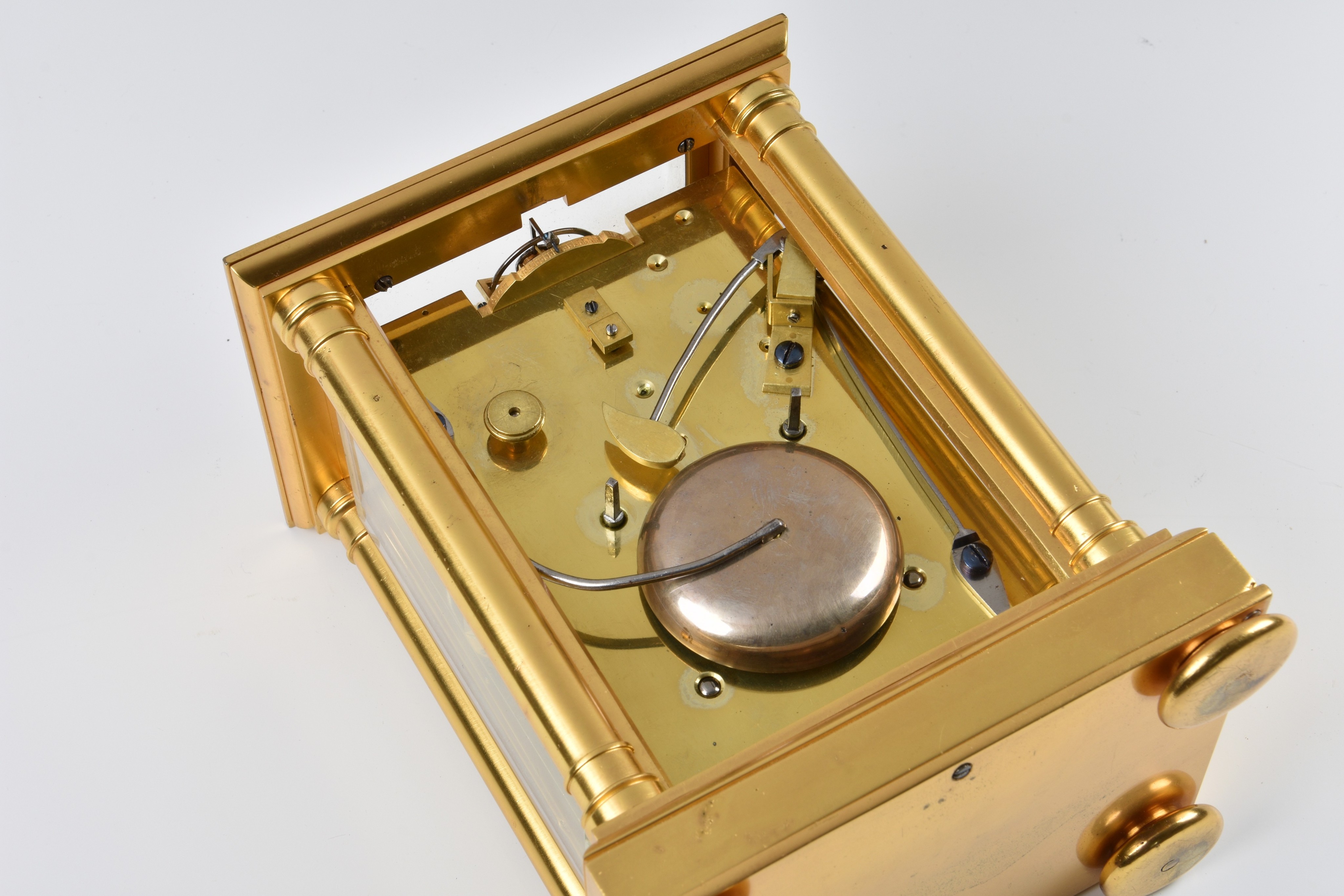 A fine English gilt brass double fusee carriage clock with hour strike, mid-19th century, - Image 9 of 10