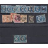 STAMPS FRANCE : Two stock cards of used classic issues mixed condition including 20c imperf pair