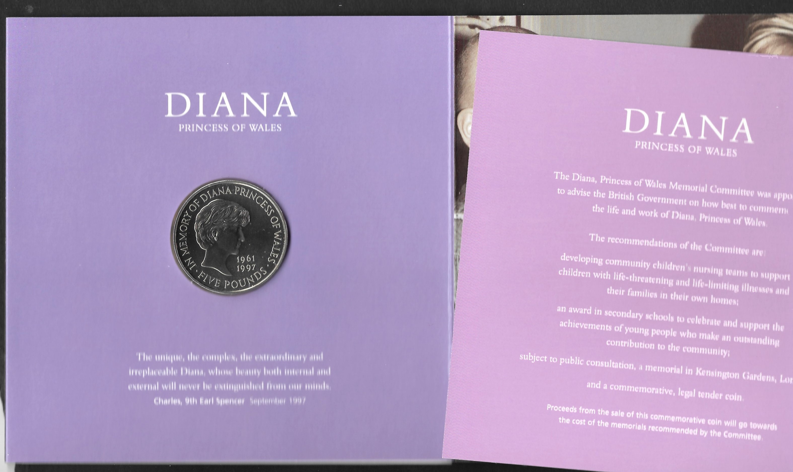 1999 £5 proof coin for Princess Diana Memorial - Image 2 of 2