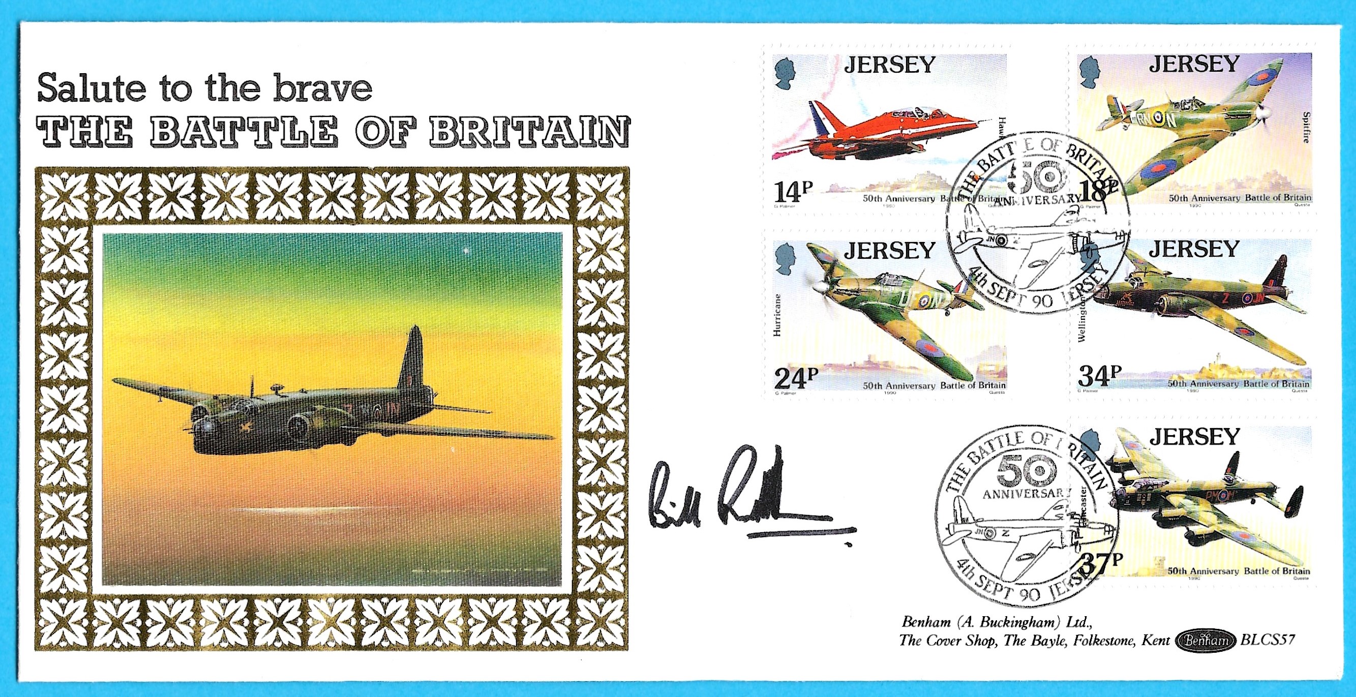 1990 Jersey Battle of Britain Benham Cover signed by Bill Randell