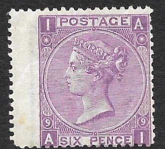 GREAT BRITAIN STAMPS : 1867 6d Mauve plate 9,