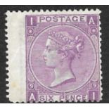 GREAT BRITAIN STAMPS : 1867 6d Mauve plate 9,