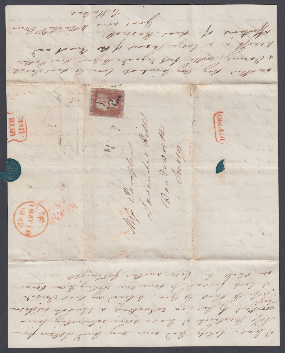 STAMPS GREAT BRITAIN POSTAL HISTORY : 1841 entire from Bristol to Surrey, - Image 2 of 2