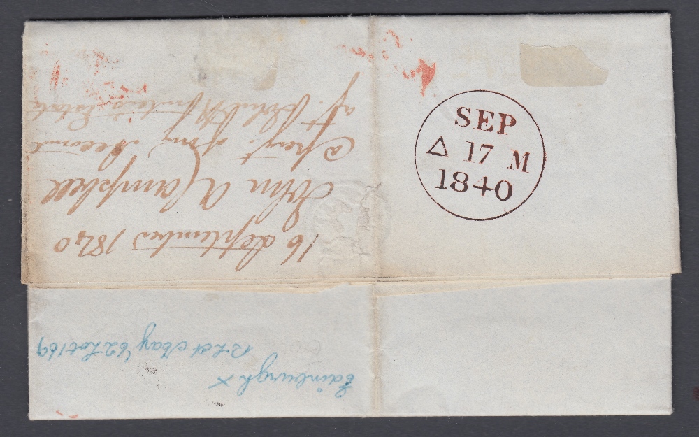 STAMPS PENNY BLACK Plate 1b , three large and one close margin on entire wrapper with Red MX,, - Image 2 of 2