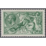 STAMPS GREAT BRITAIN : 1913 £1 Green, lightly mounted mint,