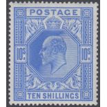 STAMPS GREAT BRITAIN : 1902 10/- Deep Ultramarine, lightly mounted mint,