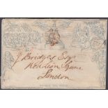 STAMPS GREAT BRITAIN : 1840 2d Mulready envelope sent to London possibly from Ireland 23rd Oct 1840,